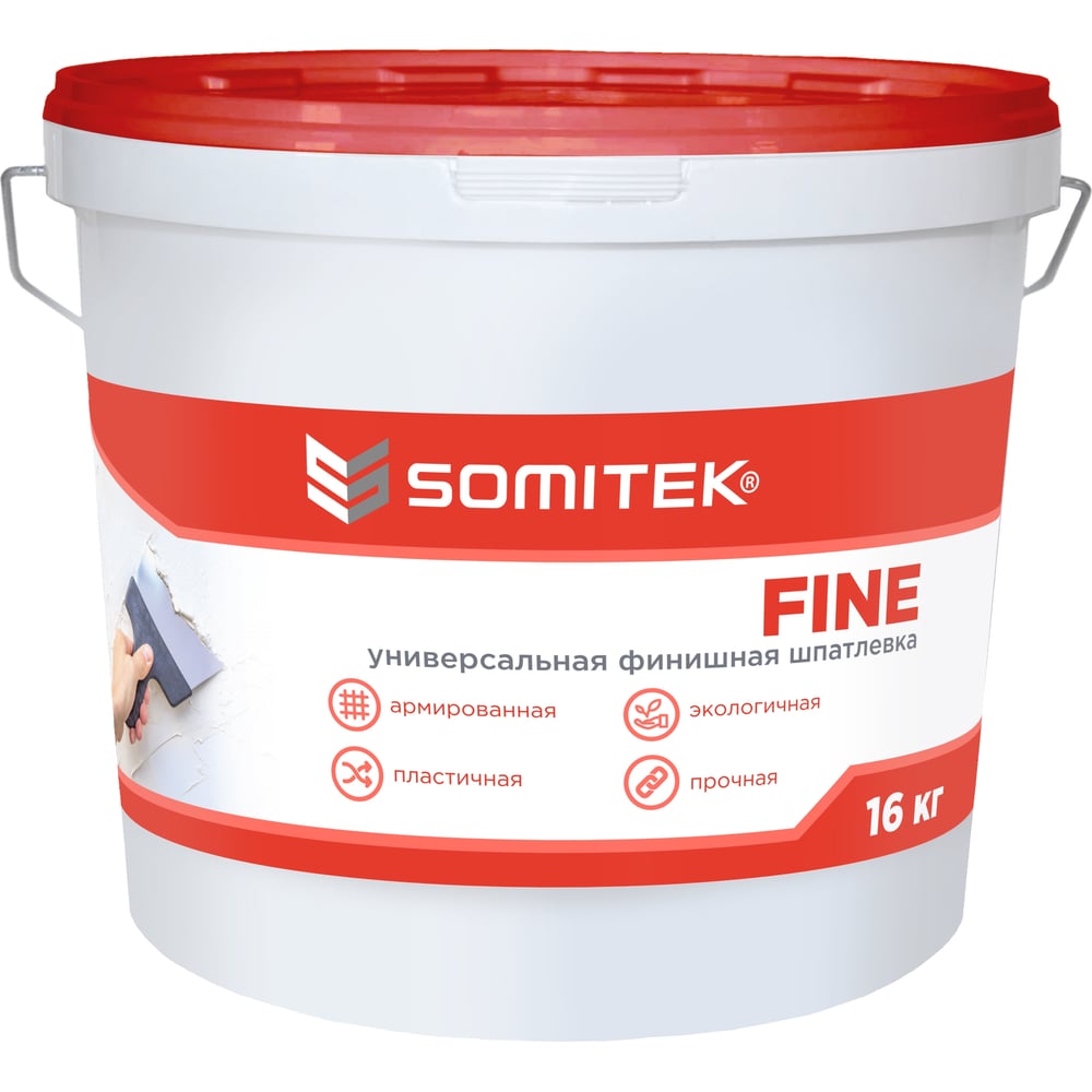 Универсальная финишная шпатлевка SOMITEK FINE 16 кг 36001 - выгодная ...