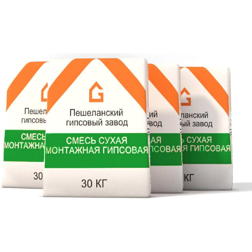 Смесь сухая монтажная гипсовая Пешеланский гипсовый завод 30 кг STD_MSK ...