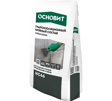 Шовный гидроизоляционный состав Основит акваскрин hc66 с проникающим эффектом, для заделки стабилизированных стыков примыкания и швов, 8 кг 90488
