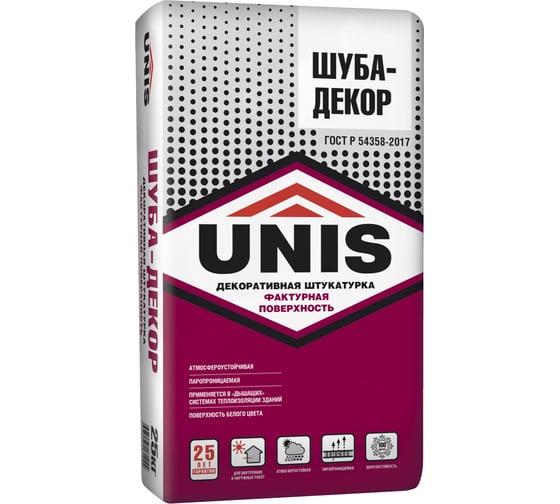 Декоративная штукатурка UNIS Шуба-декор 25 кг 4607005181244