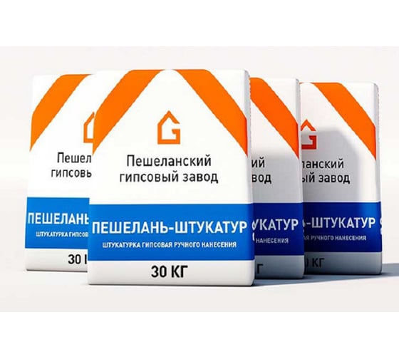Гипсовая штукатурка ручного нанесения Пешеланский гипсовый завод (30 кг) STD_MSK_00059
