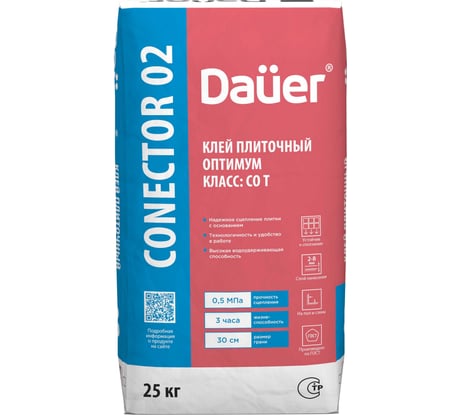 Плиточный клей Dauer оптимум conector home 02 25 кг 31812