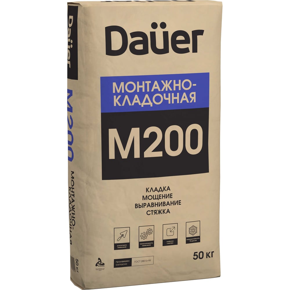 Монтажно-кладочная сухая смесь Dauer м-200 50 кг Z-20*50 - выгодная ...