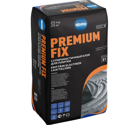 Эластичный клей для плитки Kesto Premium fix, 25 кг, с2 те s1 81107
