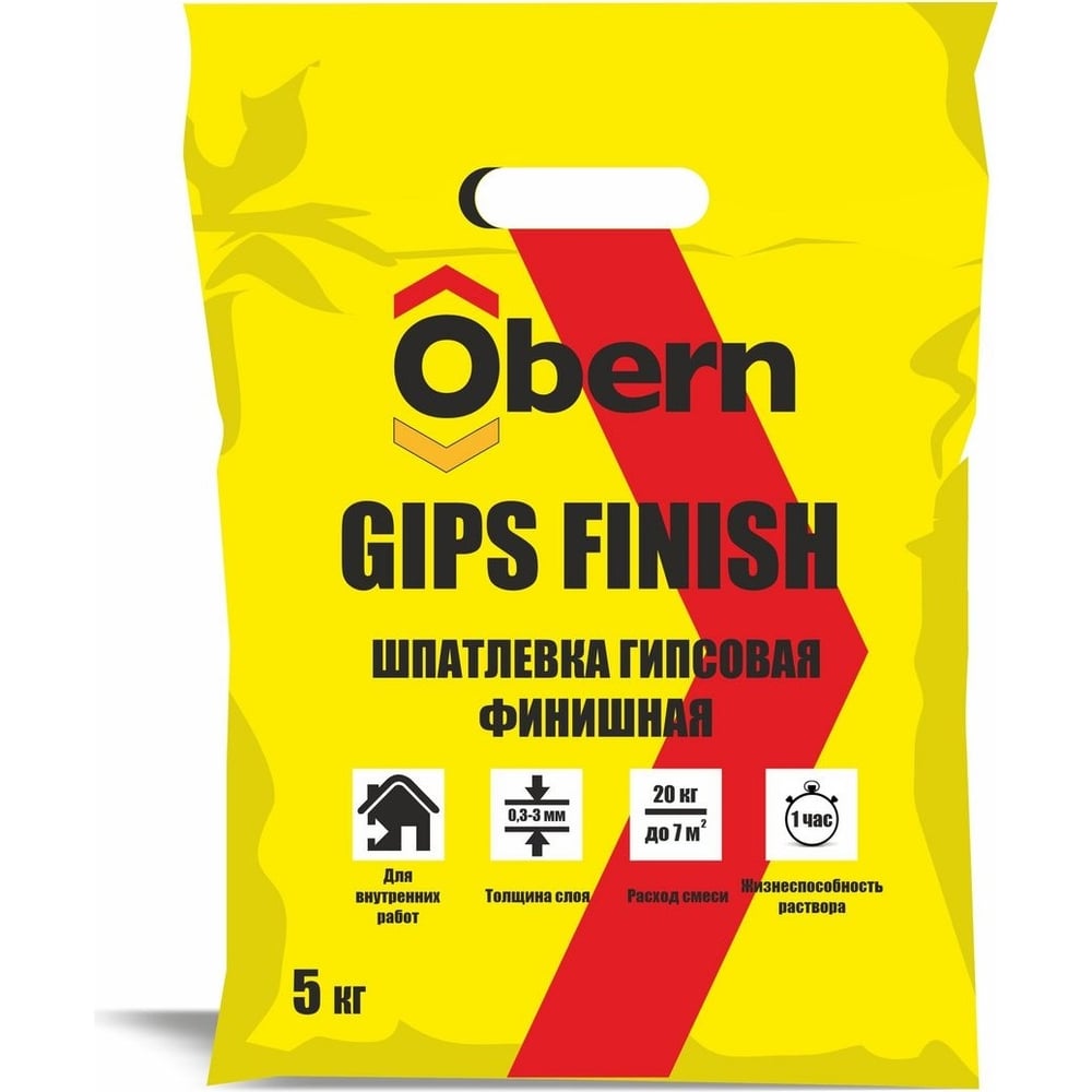 Финишная шпаклевка Obern GIPS FINISH 5кг 23065 - выгодная цена, отзывы ...
