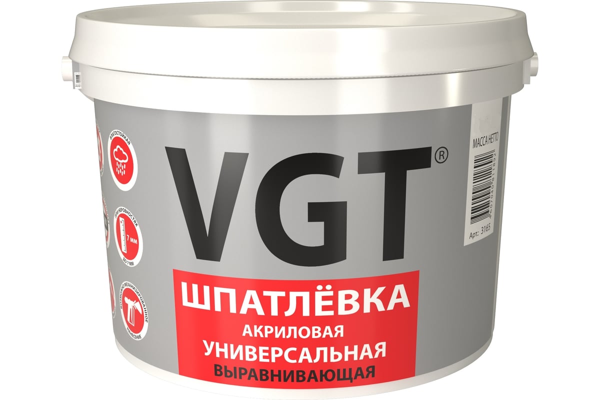 Акриловая универсальная шпаклевка 1 кг для наружных и внутренних работ VGT  52963