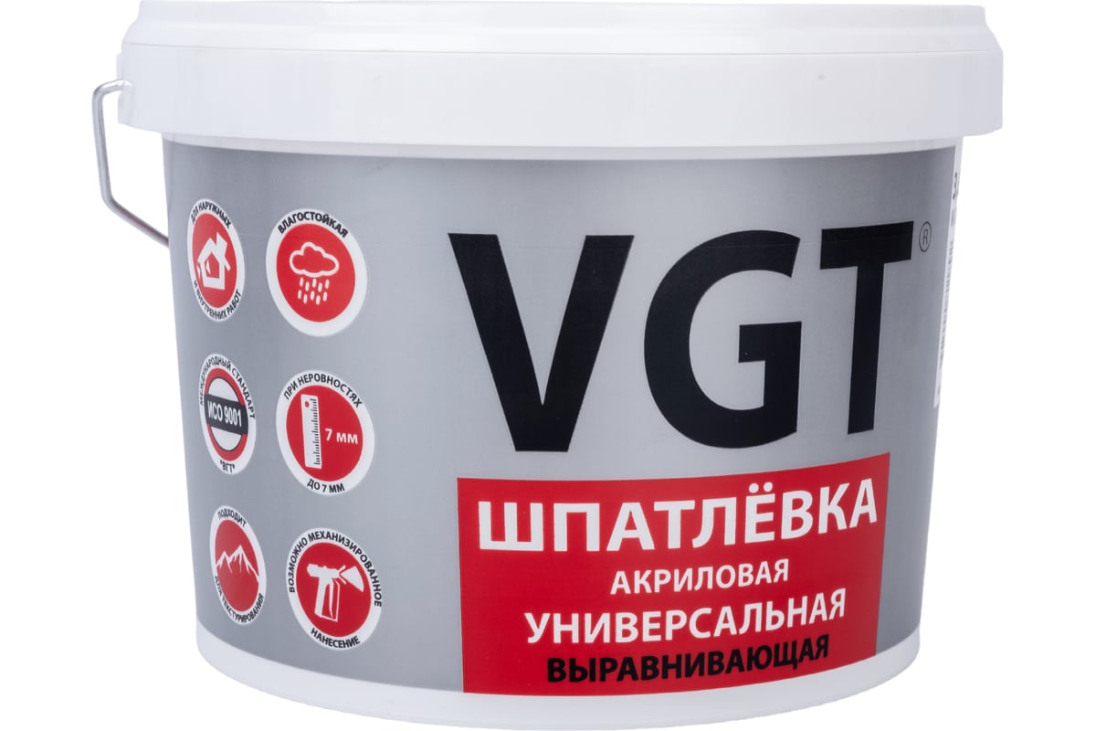 Шпатлевка VGT, акриловая, универсальная, 3.6 кг