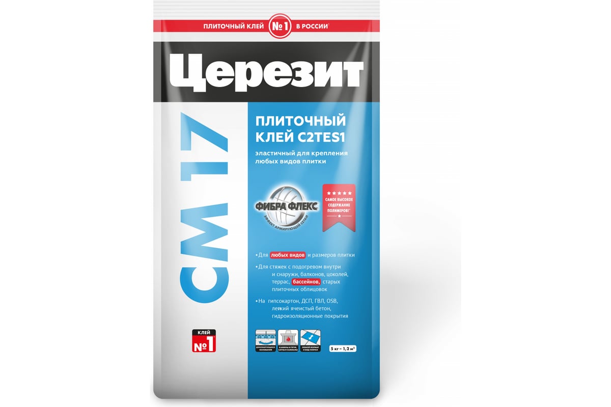 Плиточный клей для крупноформатного керамогранита Церезит Cm17/5кг ...