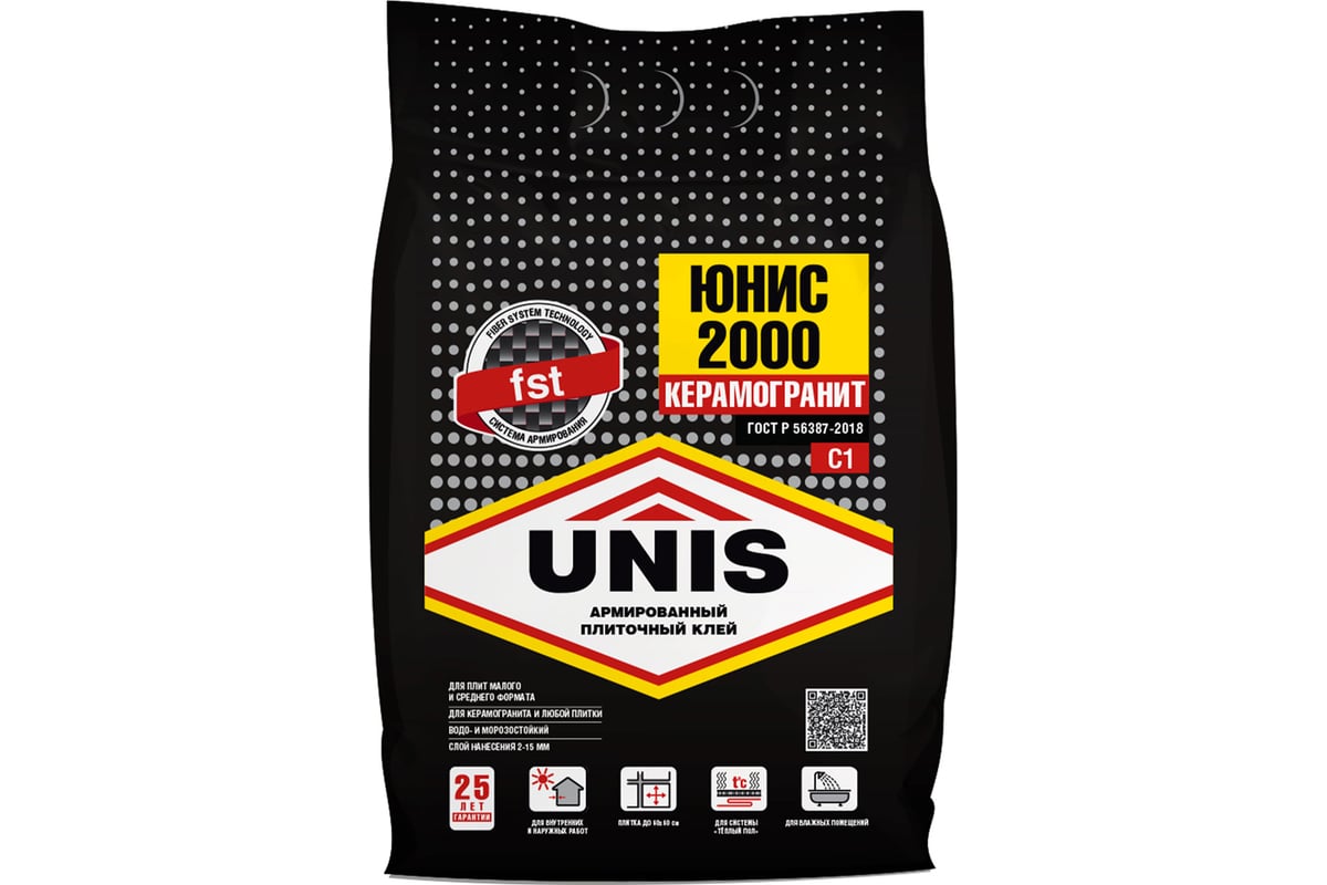 Юнис Плюс - усиленный универсальный плиточный клей для плитки среднего и крупного формата - ГК UNIS