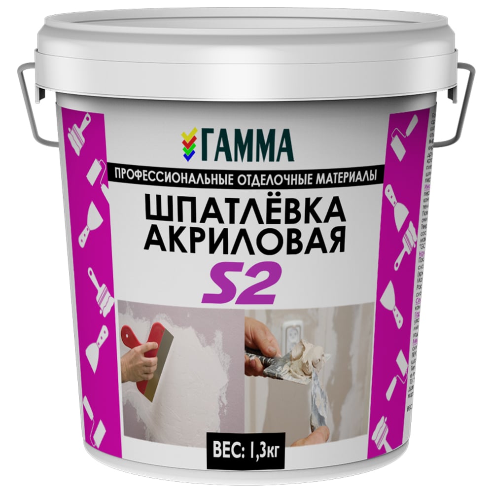 Акриловая шпаклевка ГАММА 1.3 кг 233987 - выгодная цена, отзывы ...