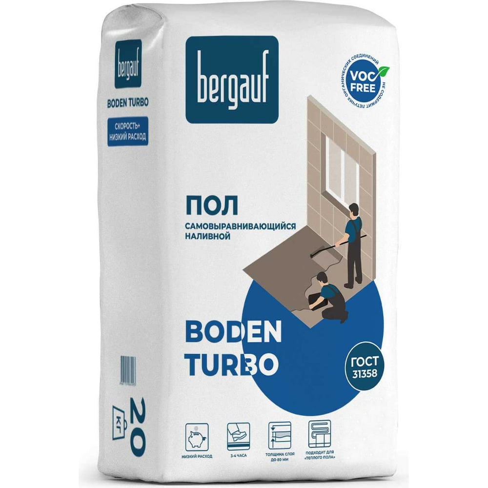 Самовыравнивающийся наливной пол Bergauf Boden Turbo 20 кг 17598 ...
