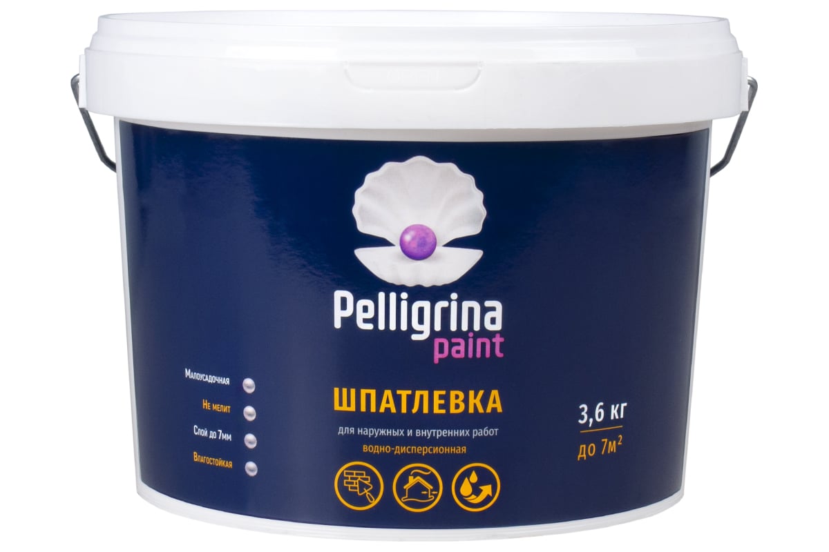 Универсальная акриловая шпатлевка PELLIGRINA PAINT для наружных и  внутренних работ, 3.6 кг 231234