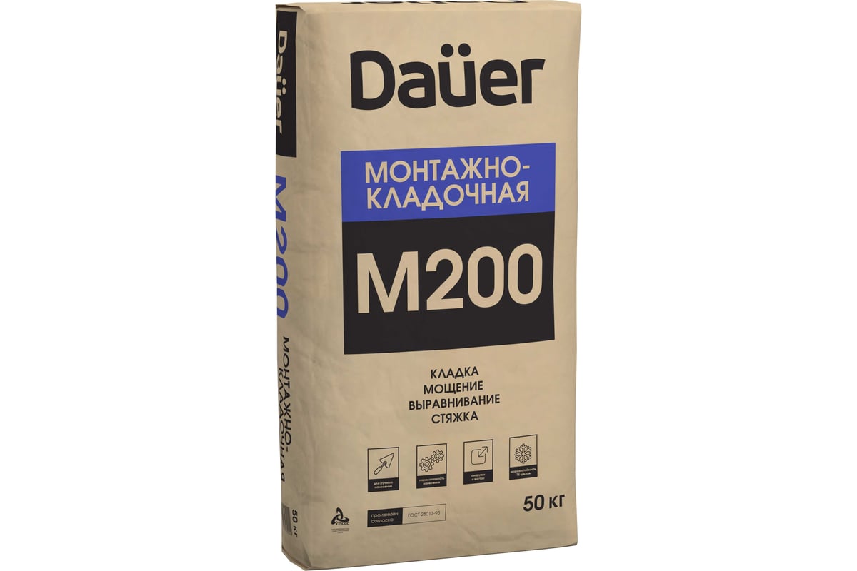 Монтажно-кладочная сухая смесь Dauer м-200 50 кг Z-20*50 - выгодная цена,  отзывы, характеристики, фото - купить в Москве и РФ