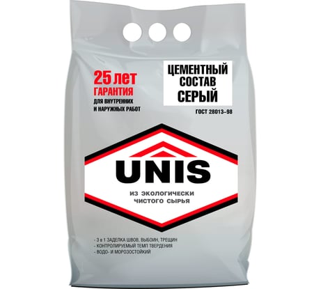 Цементный состав UNIS серый, п/э, 5 кг 4607005183705