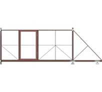 Ворота откатные с калиткой Русская Свая для проема 4000x2000 мм, RAL 8017 VO-kal-4000-8017