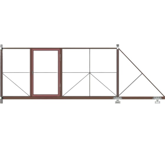 Ворота откатные с калиткой Русская Свая для проема 3500x2000 мм, RAL 8017 VO-kal-3500-8017