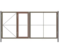Ворота распашные с калиткой Русская Свая для проема 1850x4000 мм, RAL 8017 VR-kal-4000-8017