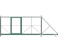 Ворота откатные с калиткой Русская Свая для проема 4000x2000 мм, RAL 6005 VO-kal-4000-6005