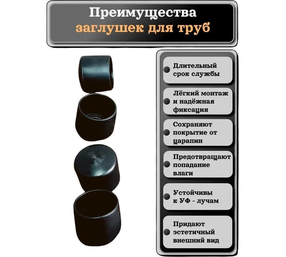 Заглушка для труб 23 БОЛТА наружная, круглая, d 5 мм, черная, 4 шт 26-2020ф4