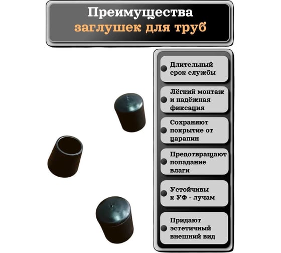 Заглушка для труб 23 Болта наружная круглая d 12 мм черная, 4 шт 26-2060ф4