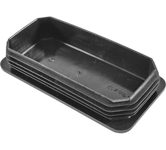 Заглушка пластиковая Миниворкс прямоугольная 80х160 мм, с поской шляпкой, серия ILR, стенка 3.0-5.5 мм, цвет черный –  (1 шт.) ILR160x80 1