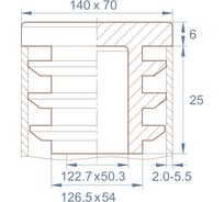 Заглушка пластиковая Миниворкс прямоугольная 70х140, практичная, серия ILR, стенка 2.0-4.5 мм, цвет черный –  (1 шт.) ILR140x70