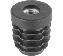 Заглушка круглая Миниворкс диаметром 25, с металлической резьбой М8, стенка 1.0-2.0 мм, цвет черный –  (15 шт.) 25М8ЧС