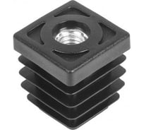 Заглушка пластиковая квадратная Миниворкс 40х40, с металлической резьбой М12, стенка 0.8-4.0 мм, цвет серый –  (10 шт.) 40-40М12СС