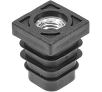 Заглушка пластиковая квадратная Миниворкс 20х20, с металлической резьбой М8, стенка 0.5-2.0 мм, цвет черный –  (15 шт.) 20-20М8ЧС
