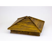 Металлический колпак на столб ПРОФМЕТСТИЛЬ с рёбрами орех 1126