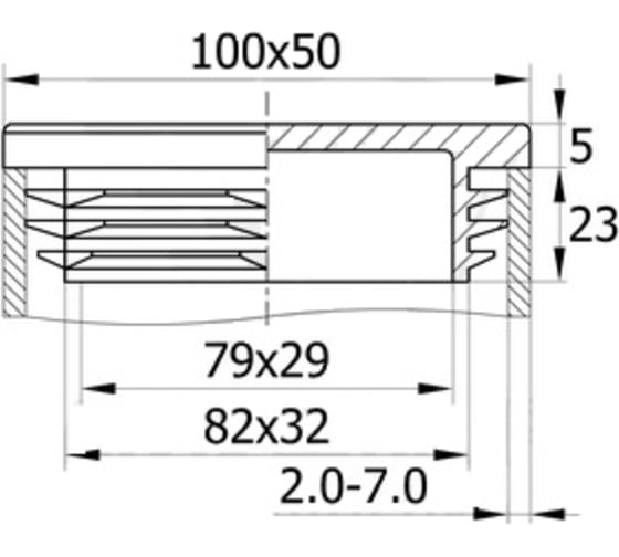 Прямоугольная заглушка IVK group 50-100 мм 50-100ПЧН
