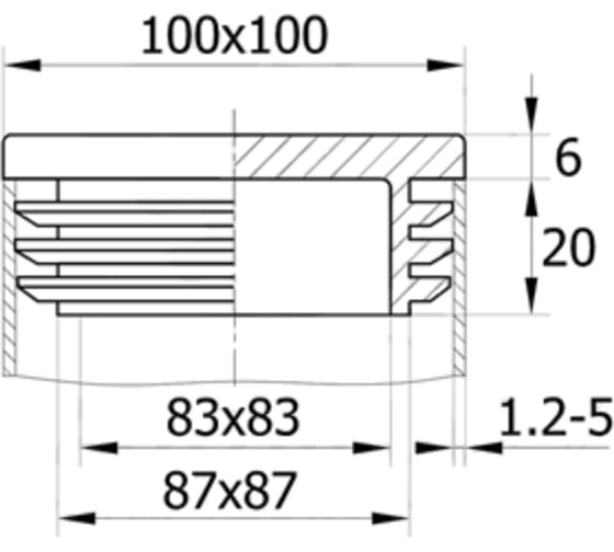 Заглушка IVK group (квадратная; 100-100 мм) 100-100ПЧН