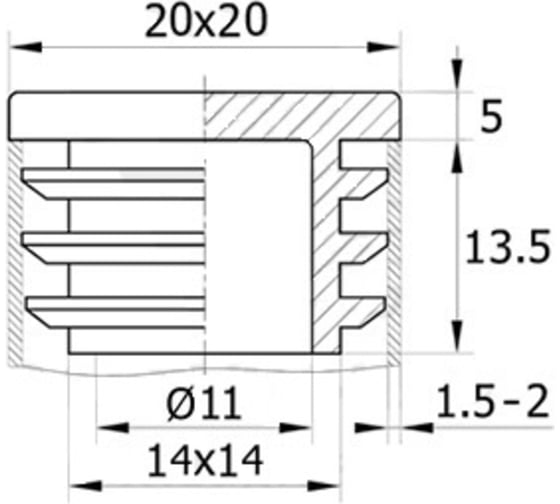 Квадратная заглушка IVK group 20х20 мм 20-20ПЧН