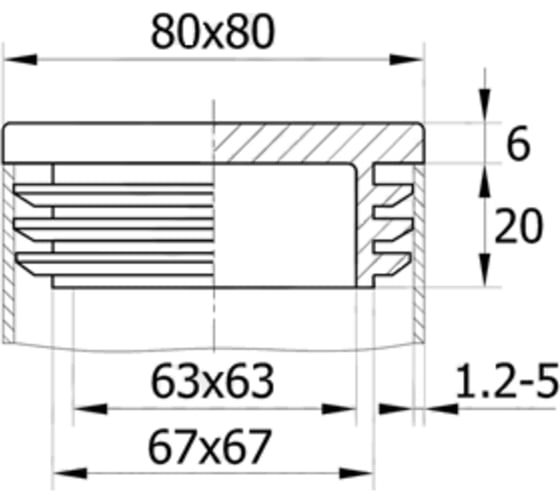 Квадратная заглушка IVK group 80х80 мм 80-80ПЧН