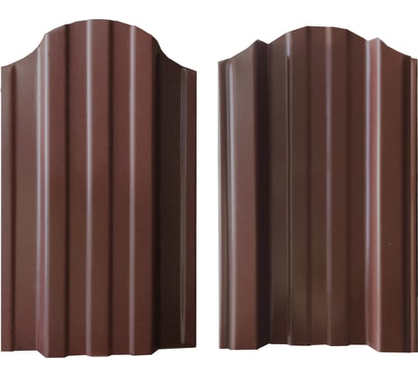 Металлический штакетник двусторонний фигурный ВОЛЯ (20 шт, RAL 8017, Шоколад, 1,8 м) ШТ-045