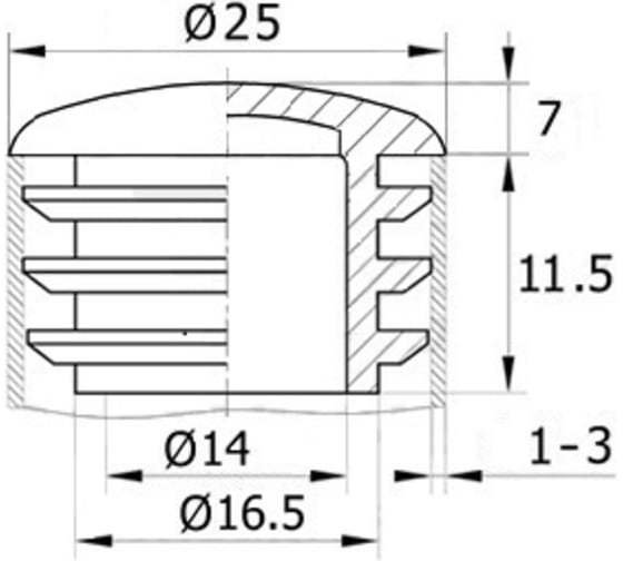 Круглая заглушка для труб IVK group 25 мм ILTS25