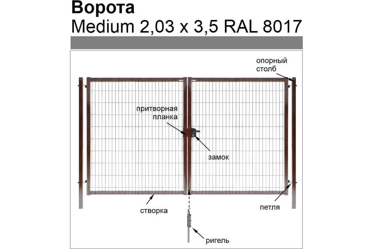 Ворота Grand Line Medium Lock 2.03x3.5 м, коричневый RAL 8017 197675 -  выгодная цена, отзывы, характеристики, фото - купить в Москве и РФ