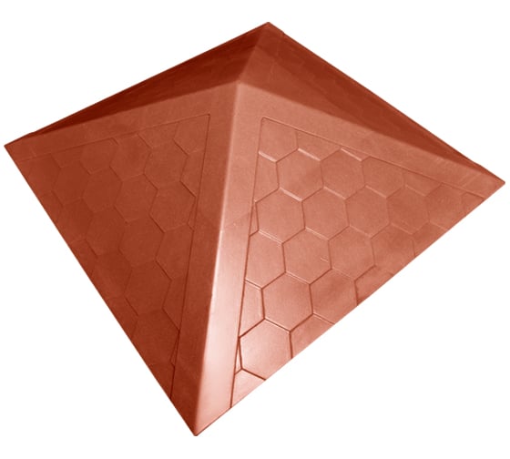 Колпак ППК на заборный столб 2x2 кирпича Neoкомпозит Гибкая черепица, 535x535x43 мм, терракотовый КЗ-535 ГЧ Т