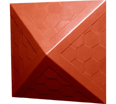 Колпак ППК на заборный столб 1.5x1.5 кирпича Neoкомпозит Гибкая черепица, 390x390x43 мм, терракотовый КЗ-390 ГЧ Т