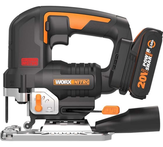 Аккумуляторный бесщеточный лобзик WORX 20 В, 2.5 Ачх1, ЗУ 2 А, кейс WORX WX542