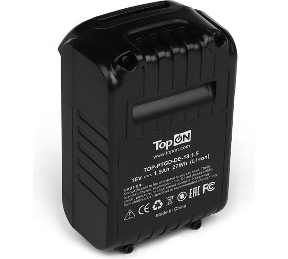 Аккумулятор для электроинструмента DeWalt (Li-Ion, 18В, 1.5Ач) TopON TOP-PTGD-DE-18-1.5