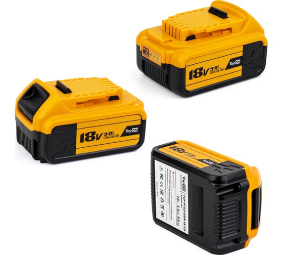 Аккумулятор для DeWalt 18В, 3 А*ч (Li-Ion) PN: DCB180 TopOn TOP-PTGD-DEW-18.3.0 - выгодная цена, отзывы, характеристики, фото - купить в Москве и РФ