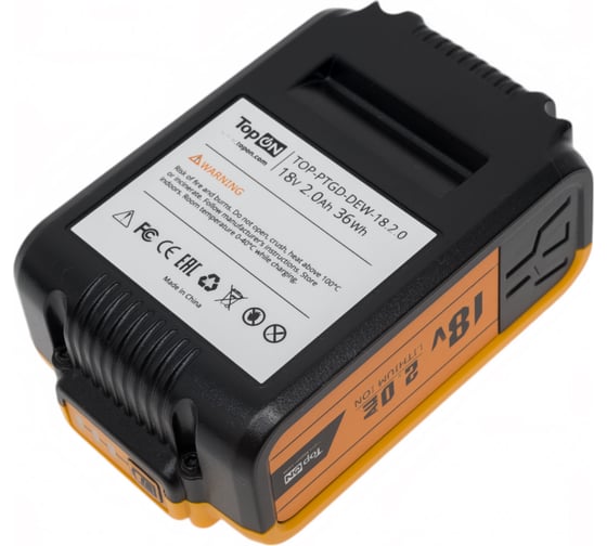 Аккумулятор для DeWalt 18В, 2 А*ч (Li-Ion) PN: DCB183 TopOn TOP-PTGD-DEW-18.2.0