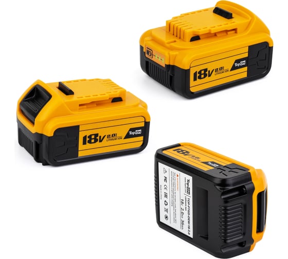 Аккумулятор для DeWalt 18В, 2 А*ч (Li-Ion) PN: DCB183 TopOn TOP-PTGD-DEW-18.2.0