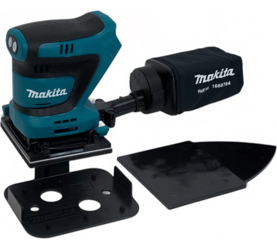Аккумуляторная вибрационная шлифмашина Makita  LXT, BL, 18 В, XPT, 114x140 мм, 11000-14000 об\м, ампл-1.5мм, 1.4 кг, кор,п\сборник, зажим +липучка, без аккум и з/у DBO480Z