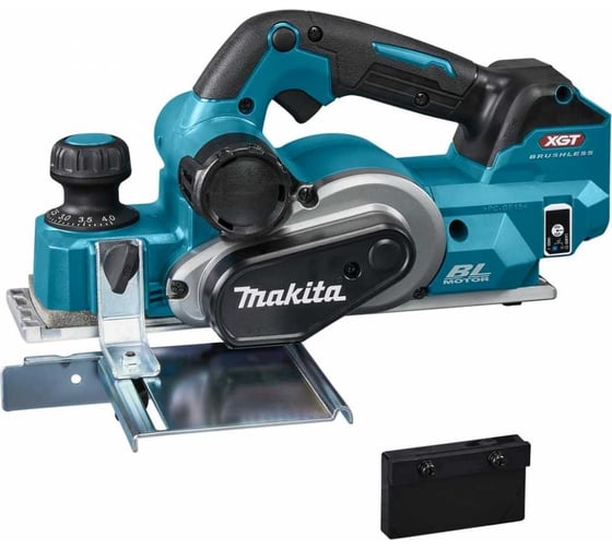 Аккумуляторный рубанок Makita б\щет, 40 В, XGT, 15000 об\м, ширина-82 мм, глуб-4 мм, 3.7 кг, XPT, AWS, б\ак., з\у KP001GZ