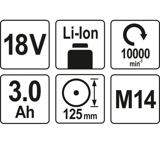 Аккумуляторная углошлифмашина YATO 18 В + 2 аккумулятора YT-82828