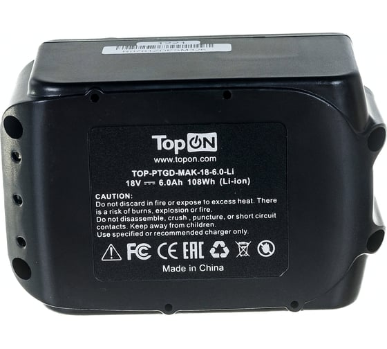 Аккумулятор для электроинструмента (Li-Ion, 18В, 6Ач) TopON TOP-PTGD-MAK-18-6.0-Li