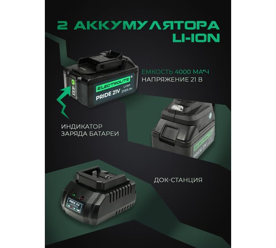 Аккумуляторный бесщеточный перфоратор Electrolite BHD 26 21V 2 АКБ, 4 Ач, 2.6 Дж, кейс, оснастка 6148