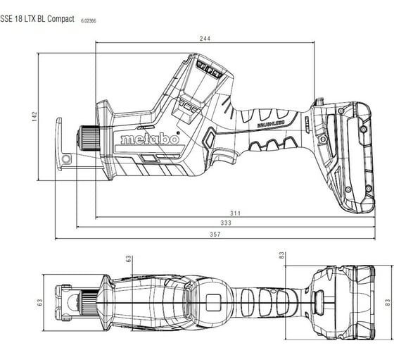 Аккумуляторная ножовка Metabo SSE 18 LTX BL Compact 602366840